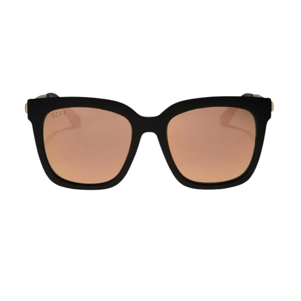 Diff Hailey Square Sunglasses Matte Black Peach M… - image 2
